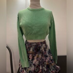 Green cotton crop top